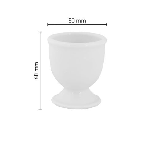 Infografik mit den Abmessungen des Porzellan-Eierbechers Essentials, weißes Geschirr mit klarer Größenübersicht.