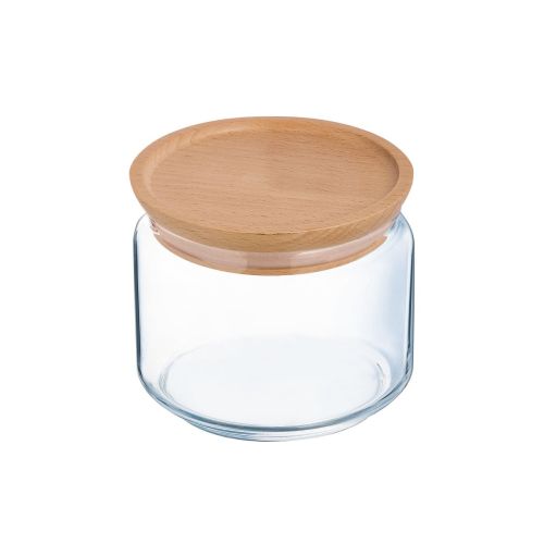 Glass mit Deckel 0,5 Liter, transparentes Vorratsglas in schlanker Vorderansicht.