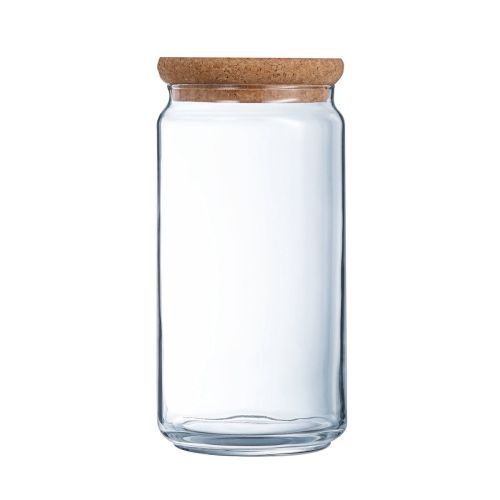 Glass mit Deckel 1,5 Liter in Vorderansicht, transparentes Vorratsglas für Trockenfutter.