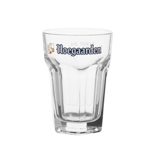 Bierglas Hoegaarden 25 cl. aus klarem Glas, dargestellt in der Vorderansicht mit breitem Kelch und stabilem Fuß.