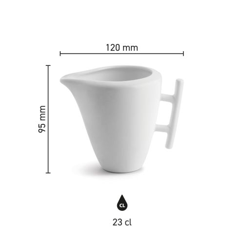Infografik mit den Produktabmessungen der Porzellankanne Squito 23 cl, einschließlich Höhe und Durchmesser.