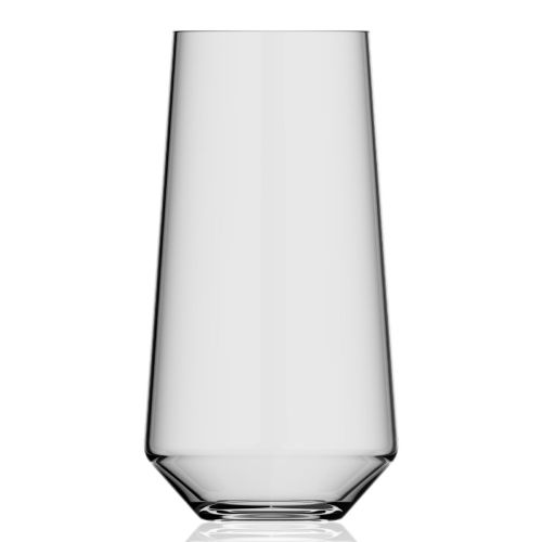 Melody Becher 45 cl aus Klarglas, gerade Frontansicht zeigt die glatte Oberfläche und die gerade Glasform.