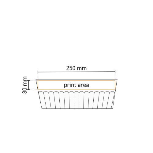 Technische Arbeitszeichnung der Noble Tasse 26 cl. Porzellan mit ausgewiesener Druckfläche.