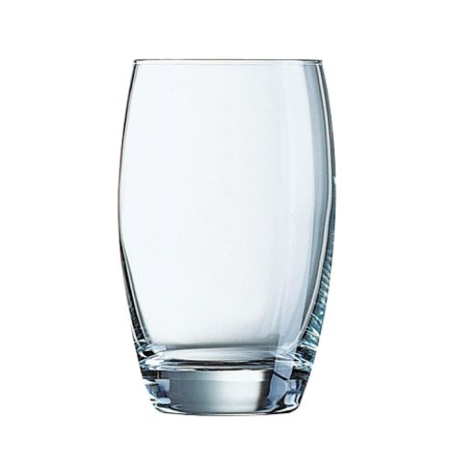 Vorderansicht des Salto Tumbler 35 cl Glas mit geraden Seiten und klarem, transparentem Trinkglas.