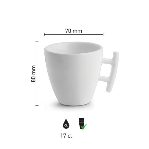 Infografik mit den Produktabmessungen der Tasse Squito 17 cl. aus Porzellan.