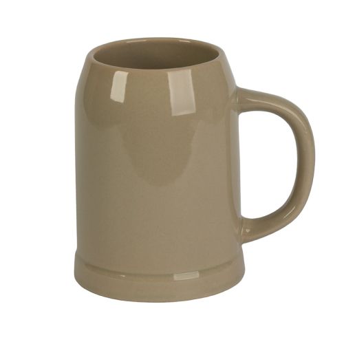 Vorderansicht eine Steinkrug 50 cl. aus braunem Steingut mit robuster Form, klassischer Bierkrug zum Servieren von Bier.