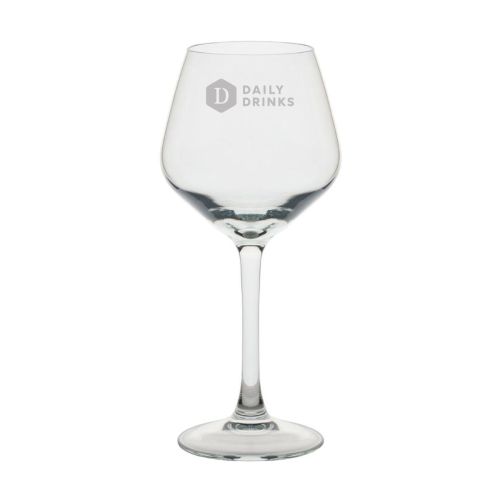 Gravur des DailyDrinks-Logos auf der Vorderseite des Weinglases Arome 35 cl aus transparentem Glas. Gravur des DailyDrinks-Logos auf der Vorderseite des Weinglases Arome 35 cl aus transparentem Glas.