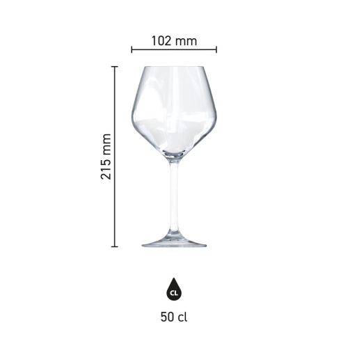 Infografik mit den Abmessungen des Arome Weinglases (50 cl), einschließlich Höhe und Durchmesser. Infografik mit den Abmessungen des Arome Weinglases (50 cl), einschließlich Höhe und Durchmesser.