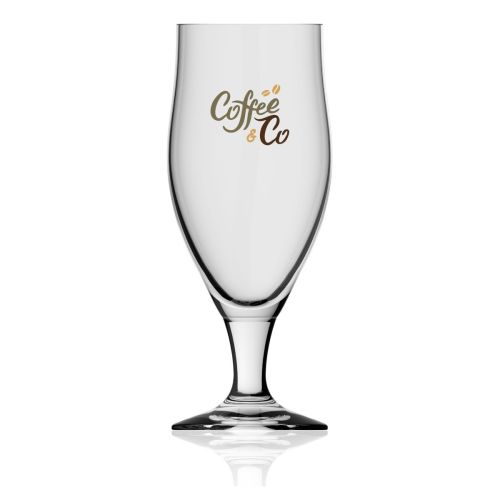 Bierglas Avano 66 cl. aus transparentem Glas mit mehrfarbigem CoffeeCo-Logo auf der Vorderseite