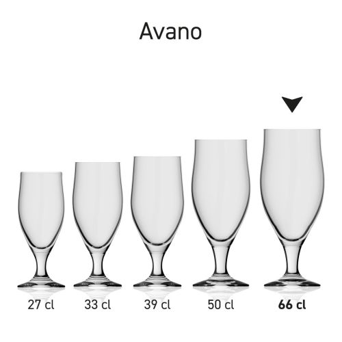 Bierglas Avano 66 cl. Serienbild, mehrere Exemplare nebeneinander abgebildet