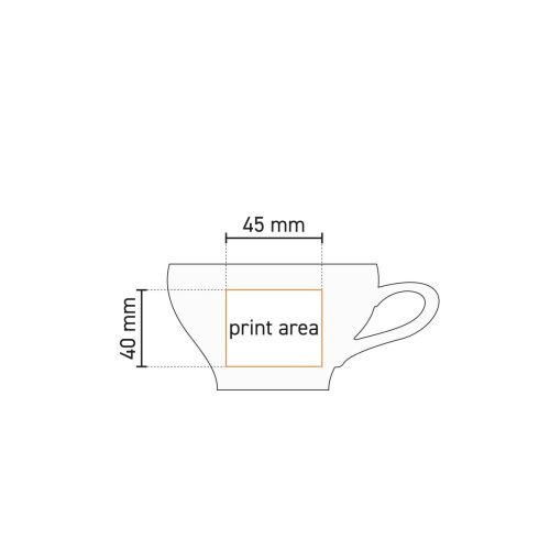 Arbeitszeichnung mit Druckfläche für Barista Milchkaffeetasse 30 cl.