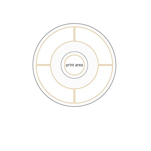 Technische Arbeitszeichnung mit Angabe der Druckfläche der Baristo Cappuccino Schale 15,5 cm.