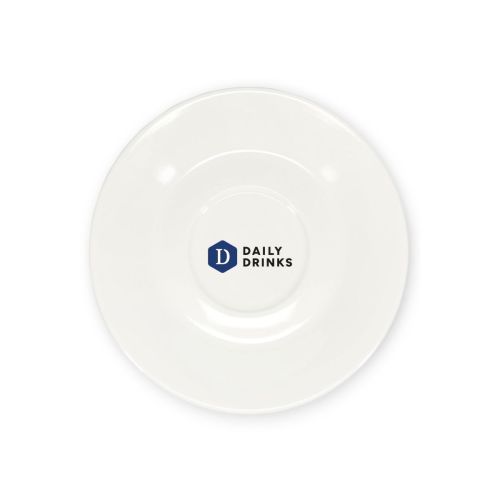 Baristo Kaffee Cappuccino Untertasse 15,5 cm mit mehrfarbigem DailyDrinks-Logo auf Porzellanoberfläche.