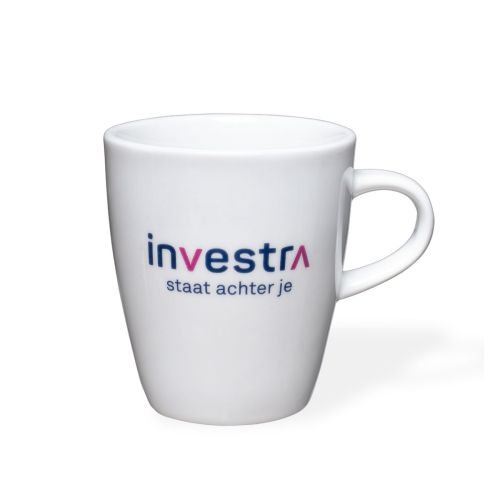 Becher Neo, weiß, 20 cl, Budgetline, mit mehrfarbigem Investra-Logo auf der Vorderseite
