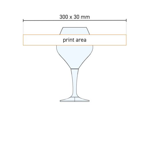 Technische Arbeitszeichnung zeigt Druckfläche für Logo auf Amoron Bierglas 42 cl. Technische Arbeitszeichnung zeigt Druckfläche für Logo auf Amoron Bierglas 42 cl.