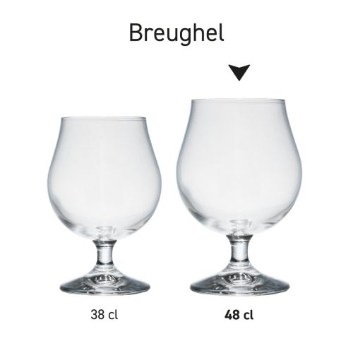 Serienbild von Breughel-Bierglas mit mehreren Gläsern in geordneter Anordnung.
