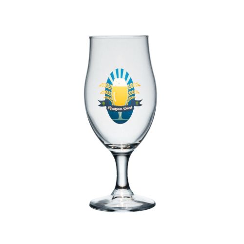 Bierglas Executive 26 cl. mit mehrfarbigem „Raadgever Blond“-Logo auf der Vorderseite