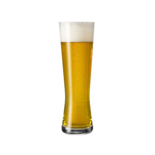 Bierglas Monaco 30 cl, gefüllt mit Bier auf weißem Hintergrund, zeigt die leuchtende Farbe und die Schaumkrone im Glas und gibt ein realistisches Bild des Glases im Gebrauch.