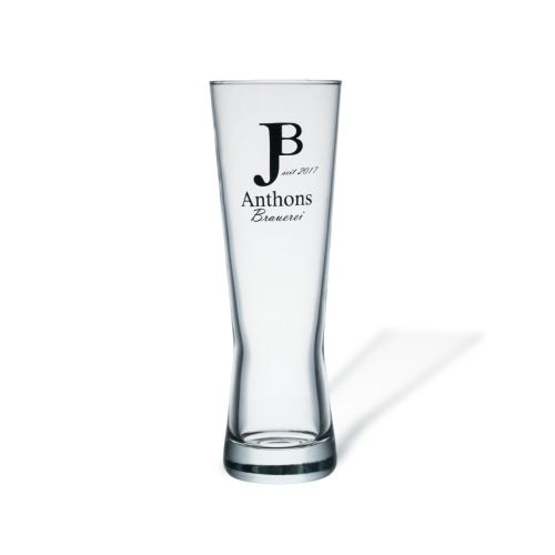 Bierglas „Monaco“, 30 cl, Zapfglas mit einfarbigem Logo der JP Anthons Brauerei auf der Vorderseite
