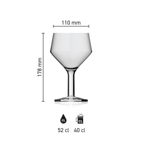 Bierglas Pater 52 cl. transparentes Glas: Höhe, Durchmesser und Fassungsvermögen in einer Infografik