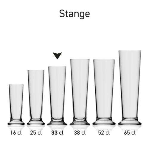 Bierglas Stange 33 cl. Serie; mehrere Exemplare nebeneinander abgebildet