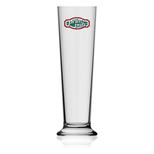 Bierglas Stange 65 cl. transparentes Glas mit mehrfarbigem PrintPub-Logo auf der Vorderseite
