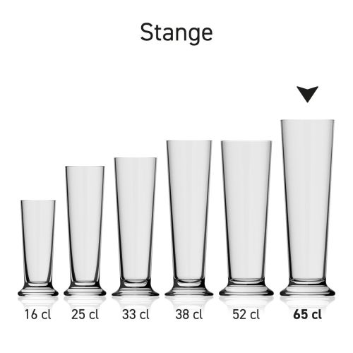 Bierglas Stange 65 cl. transparentes Glas in Serie; mehrere Exemplare nebeneinander abgebildet