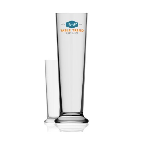 Bierglas Stange XXL 2,0 Liter in transparentes Glas mit mehrfarbigem TableTrend-Logo auf der Vorderseite