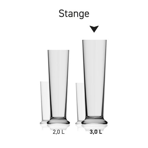 Bierglas Stange XXL 3,0 Liter transparentes Glas, in einer Serie mit mehreren Exemplaren nebeneinander abgebildet