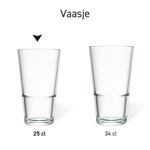 Bierglas „Vaasje“ 25 cl, aus einer Serie; mehrere Exemplare nebeneinander abgebildet