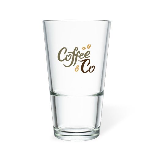 Bierglas Vase Stack 34 cl Glas mit mehrfarbigem CoffeeCo Logo auf der Vorderseite