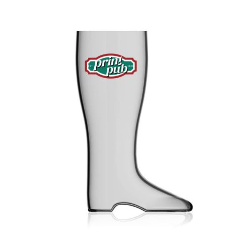 Bierstiefel 1,0 Liter mit mehrfarbigem PrintPub-Logo auf der Vorderseite
