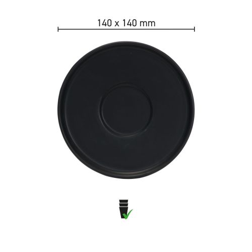 Infografik mit den Produktabmessungen der Blackwell Untertasse doppelter Espresso 14 cm, aus Porzellan.