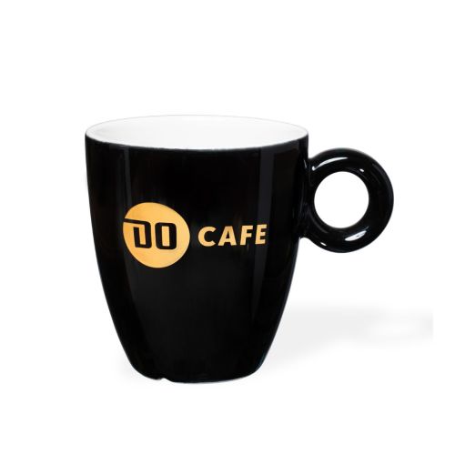 Bola-Becher, 19 cl, aus Porzellan, mit einfarbigem GO-Cafe-Logo auf der Vorderseite