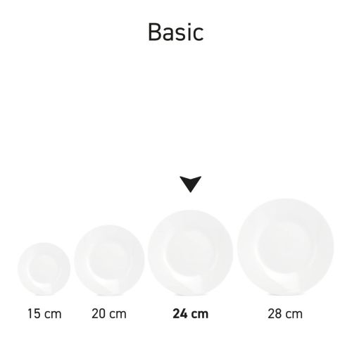 Serie von Basistellern aus Porzellan, die nebeneinander als Serie präsentiert werden. Serie von Basistellern aus Porzellan, die nebeneinander als Serie präsentiert werden.