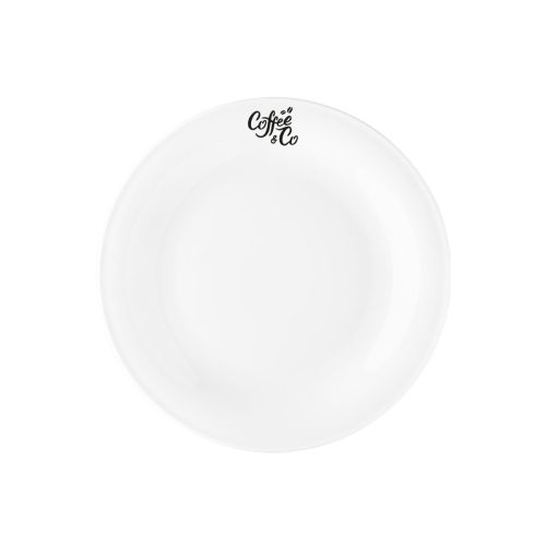 Teller Coupe 17 cm Porzellan mit einfarbigem CoffeeCo-Logo auf der Vorderseite