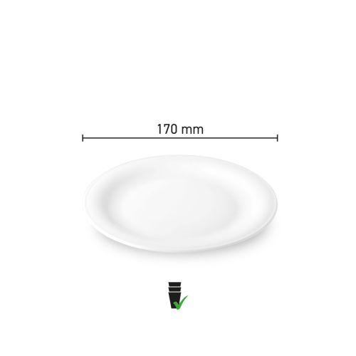 Abmessungen des Tellers Coup flach 17 cm Porzellan mit Durchmesser und Höhe in Infografik