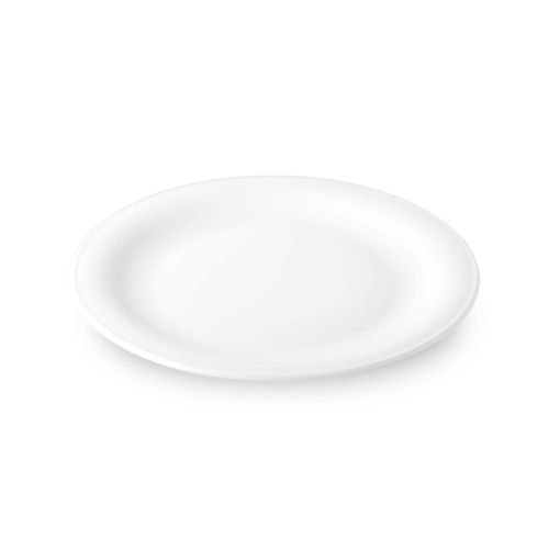 Teller Coup 21 cm Porzellan von der Seite, niedriger Rand und flacher Spiegel sichtbar