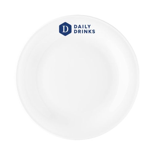Teller Coup flach 24 cm Porzellan mit einfarbigem Logo von DailyDrinks auf der Vorderseite