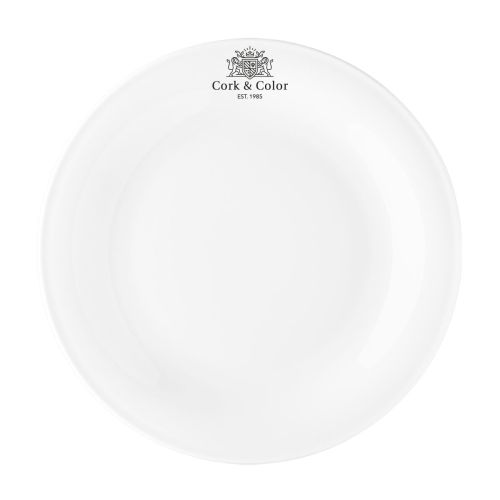 Teller Coup flach 26 cm Porzellan mit unifarbenem CorkColor-Logo auf der Vorderseite