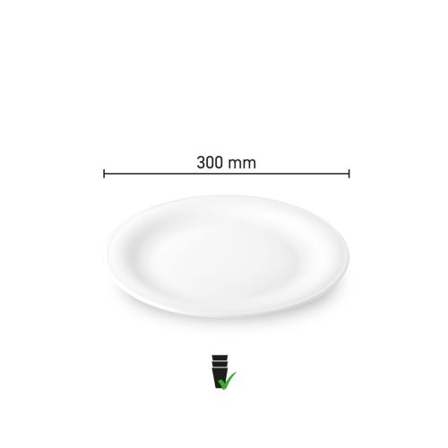 Abmessungen des Tellers Coup flach 30 cm Porzellan mit Durchmesser und Höhe in Infografik