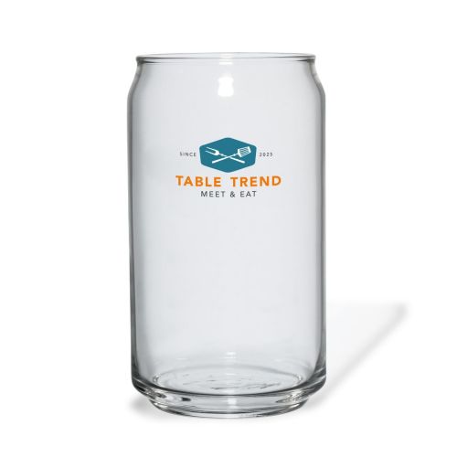 Can-Glas 35 cl mit mehrfarbigem TableTrend-Logo auf der Vorderseite