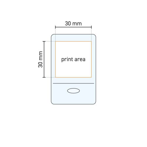 Arbeitszeichnung von Centra Shot 6,3 cl Glas mit sichtbarem Druckbereich für Logo oder Aufdruck.