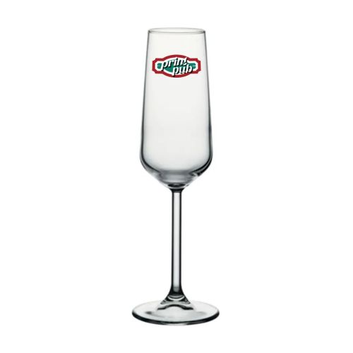 Champagnerglas 19,5 cl Allegra mit mehrfarbigem PrintPub-Logoaufdruck auf der Vorderseite.