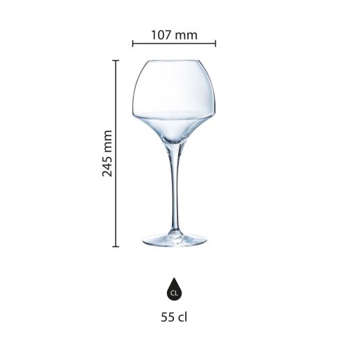 Infografik mit den Produktabmessungen von Sommelier Open Up Weinglas 55 cl. Infografik mit den Produktabmessungen von Sommelier Open Up Weinglas 55 cl.
