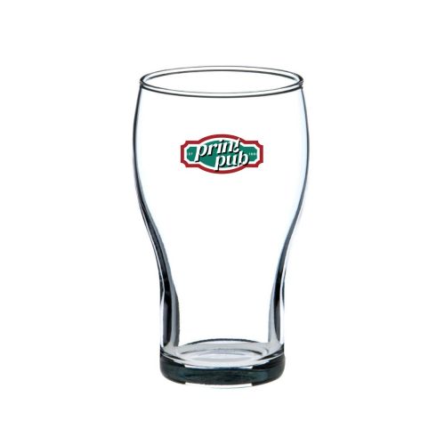 Vorderseite des Cola Groot 28 cl. Glas mit mehrfarbigem PrintPub-Logo auf der Glasoberfläche. Vorderseite des Cola Groot 28 cl. Glas mit mehrfarbigem PrintPub-Logo auf der Glasoberfläche.