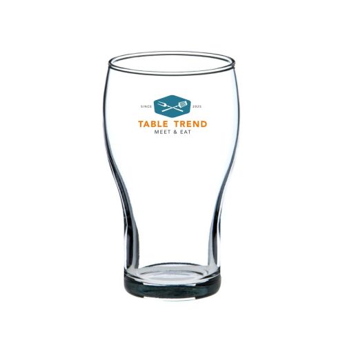 Vorderseite des Glases Cola Klein 22 cl. mit mehrfarbigem TableTrend-Logo in der Mitte bedruckt. Vorderseite des Glases Cola Klein 22 cl. mit mehrfarbigem TableTrend-Logo in der Mitte bedruckt.