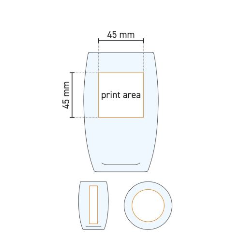 Technische Arbeitszeichnung des Druckbereichs auf dem Cosy Moments Tumbler hoch 36 cl. Technische Arbeitszeichnung des Druckbereichs auf dem Cosy Moments Tumbler hoch 36 cl.