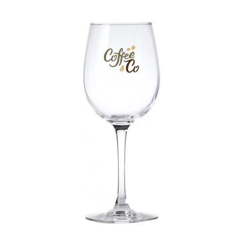 Cosy Moments Weinglas 48 cl. mit mehrfarbigem CoffeeCo Logo auf dem oberen Teil des Kelches.