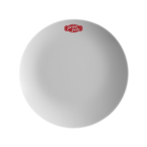 Isabelle 21 cm Coupe-Teller mit einfarbigem PrintPub-Logo auf der Vorderseite, gedruckt auf Porzellan.